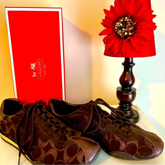 COACH Katelyn Bronze Signature Canvas and Suede Sneaker, Size 8, Excellent - Picture 7 of 7